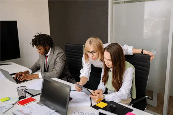 People in a work environment with computers